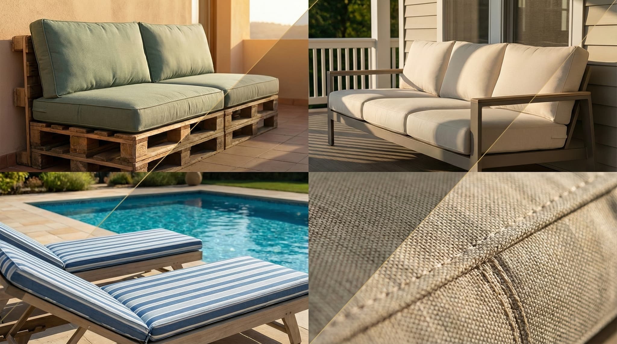 Terraza moderna con cojines de exterior a medida